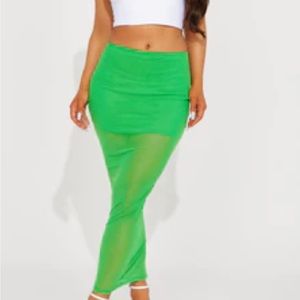 NWT - Green Mesh Maxi Skirt - size small